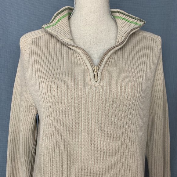 Men's Half Zip Ribbed Sweater / Men's Cotton Jumper / SMALL / 90's or early 00's - Picture 2 of 5